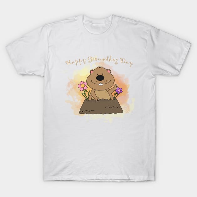 Happy Groundhog Day t-shirt T-Shirt by adouniss